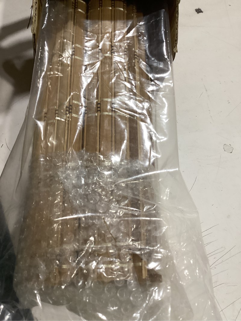 Condition photo showing Good Condition for LazBlinds No Tools No Drill Cordless Bamboo Roman Shades, Light Filtering Window Treatment, Roll Up Bamboo Blinds for Windows 30.5'' W x 64'' H, Ceylon Light Russet Light Filtering-ceylon Light Russet 30.5" W x 64" H