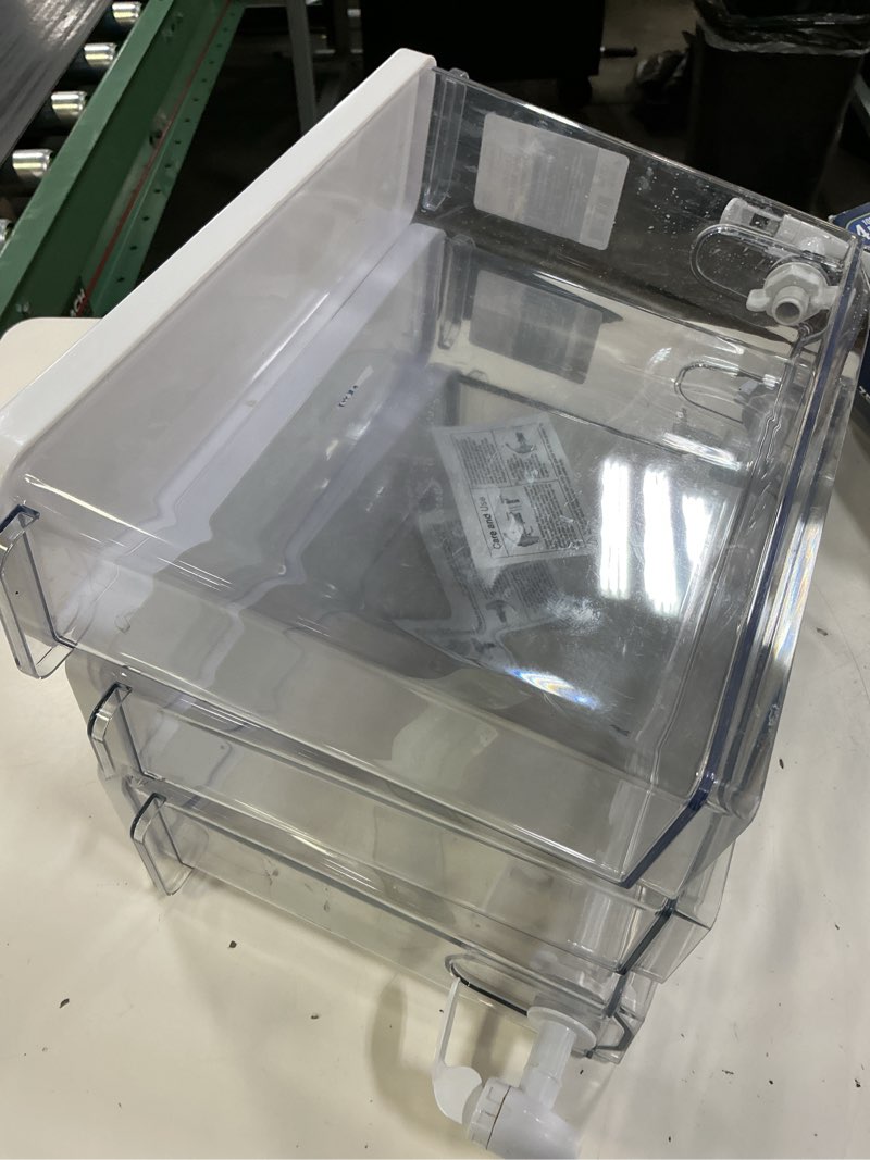 Condition photo showing As Is for mainstays 1.25 gallon drink dispenser  clear beverage container for chilled drinks  refrigerator storage(pack of 3)