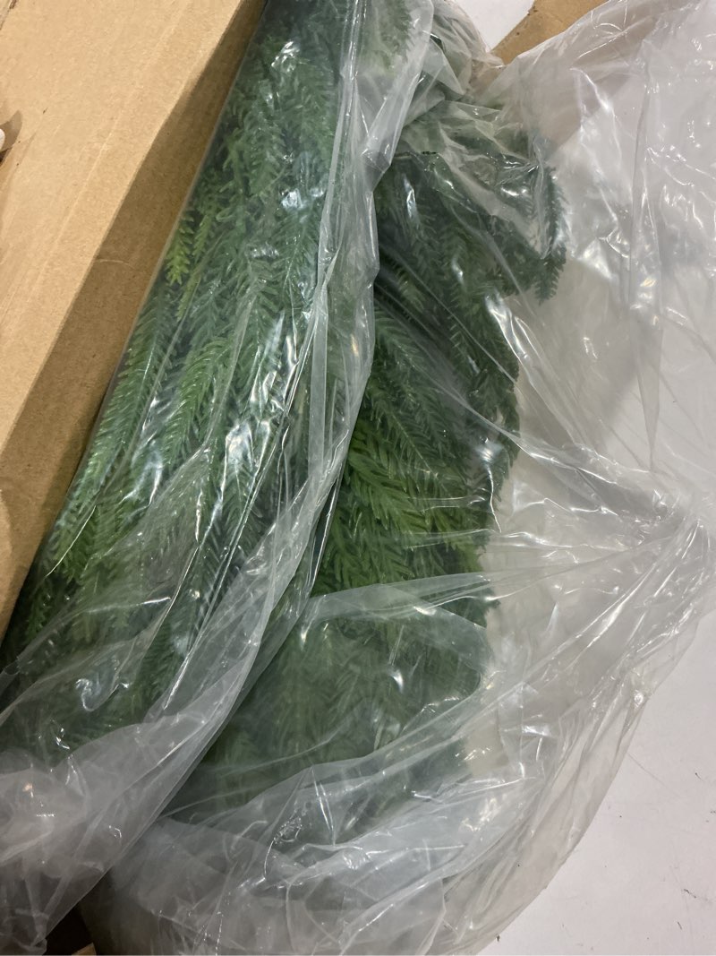 Condition photo showing Good Condition for 9FT 2Pack Real Touch Christmas Norfolk Pine Garland, Artificial Christmas Garland, Faux Greenery Garland with Lifelike Texture for Fireplace Mantle Table Wall Stair Indoor Outdoor Holiday Xmas Decor 9FT Norfolk Pine Garland 2