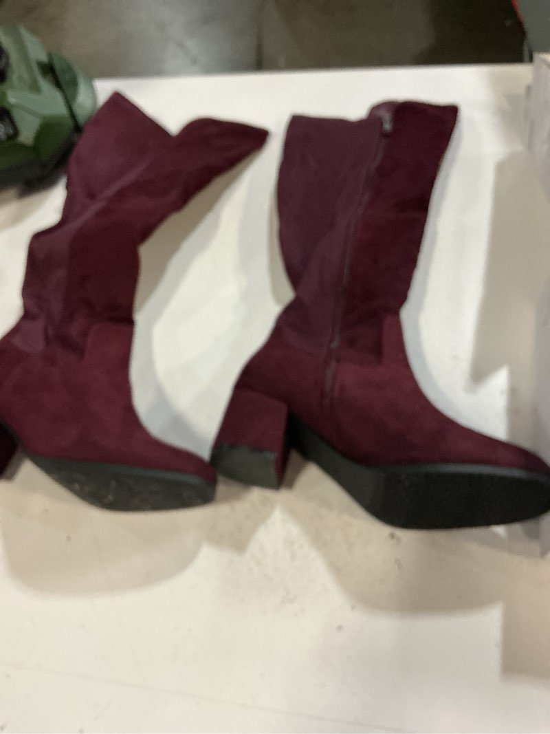 Condition photo showing Good Condition for dream pairs women s knee high stretchy fashion riding boots burgundy 7
