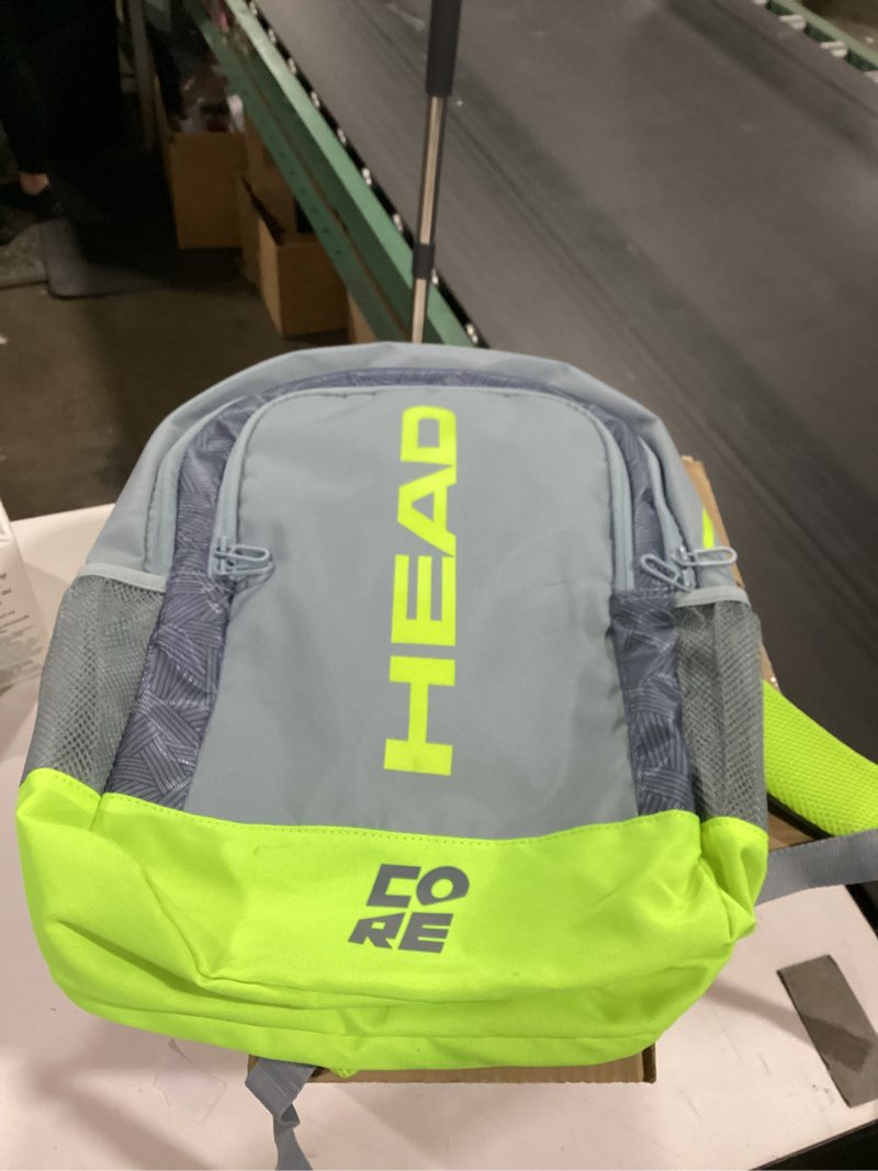 Condition photo showing Good Condition for head core tennis backpack - holds 2 racquets with padded adjustable straps sports bag grey/yellow