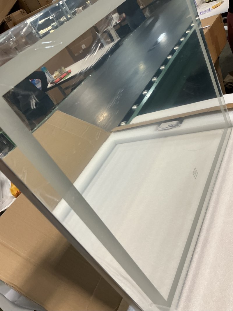 Condition photo showing Good Condition for fennio vanity mirror with lights?20"x23" lighted makeup mirror, large makeup mirror with lights, touch sensor with dimmable 3 modes? square white white 20"l x 22"w
