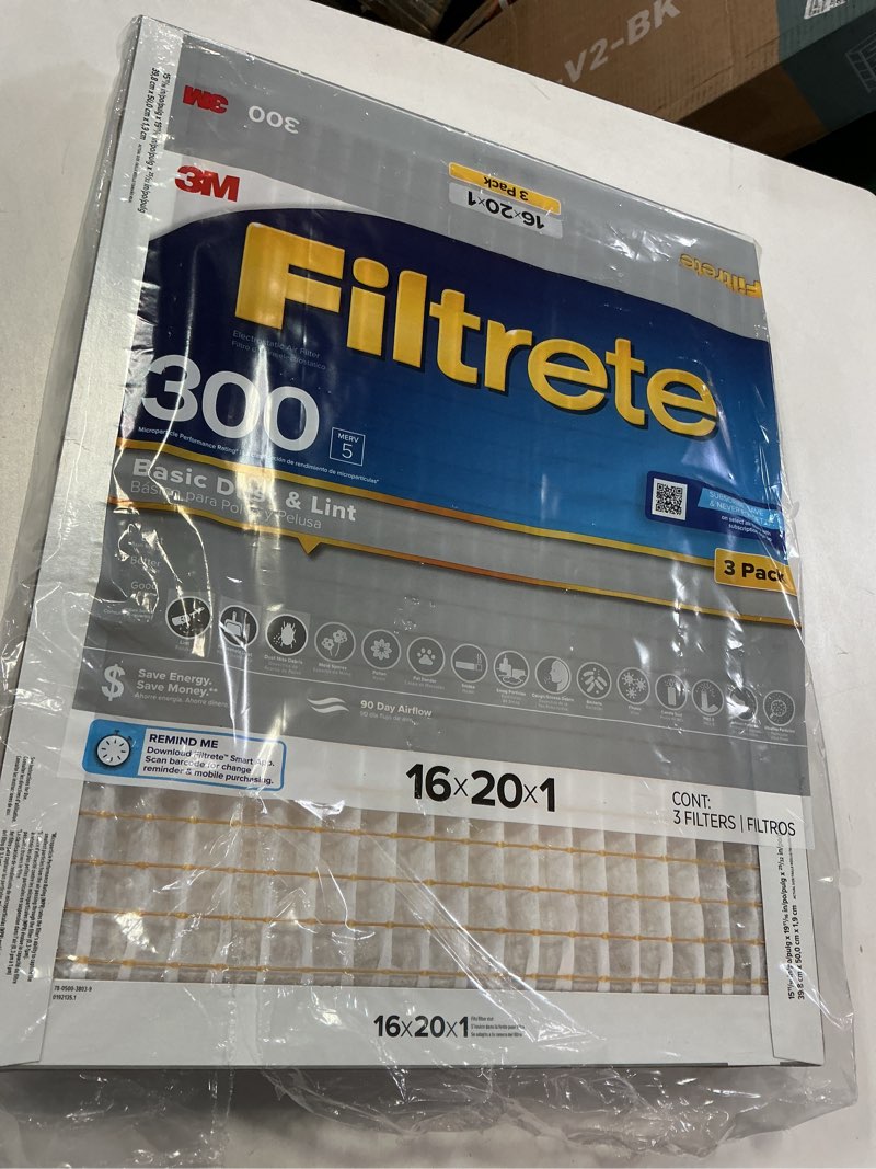 Condition photo showing Good Condition for Filtrete 16 x 20 x 1 MERV 5 300 MPR Basic Dust and Lint Electrostatic Air Filter 3 -Pack