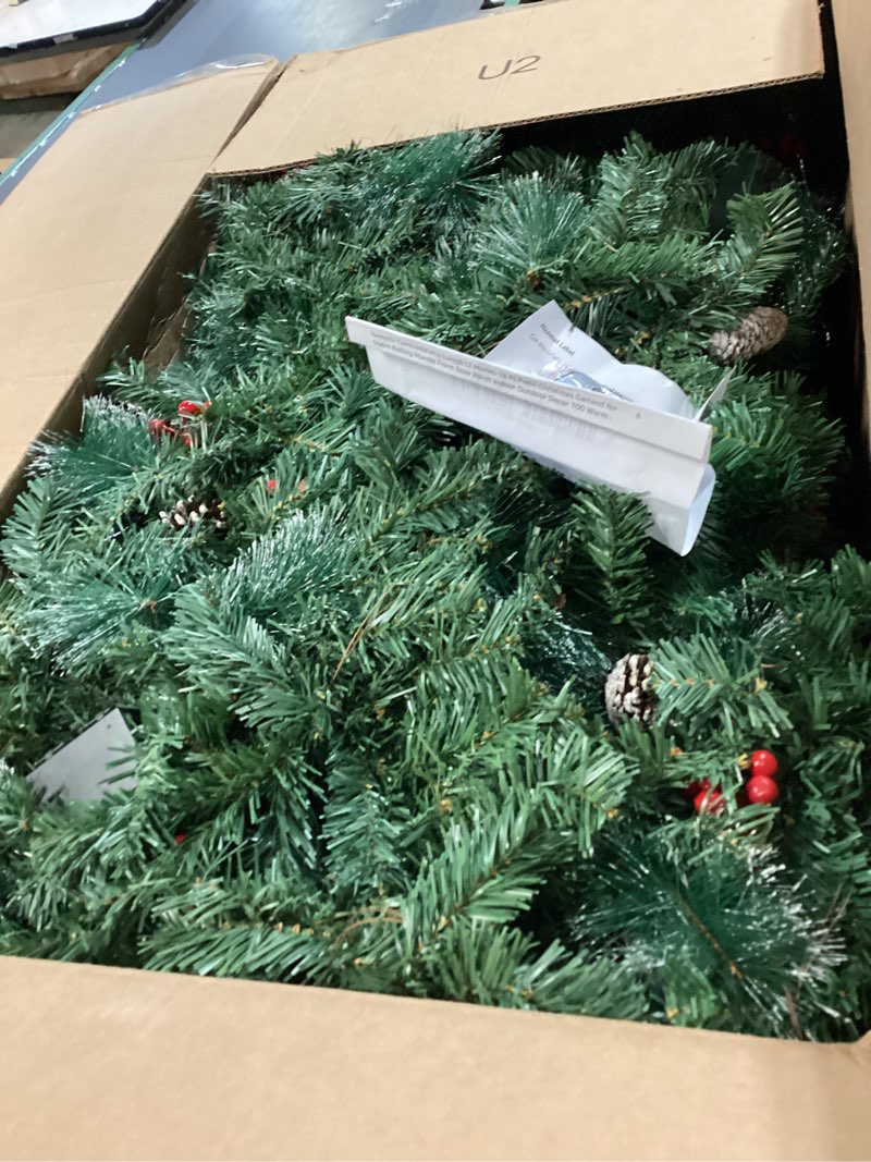 Condition photo showing Good Condition for (Similar)(6 pieces)Remote Control - 18FT Long Prelit Outdoor Christmas Garland 100 Warm White & Colorful Lights Timer 8 Modes Thick 460 Branches 15 Pinecone 165 Berry Christmas Cedar Garland for Stairs Porch Front Door