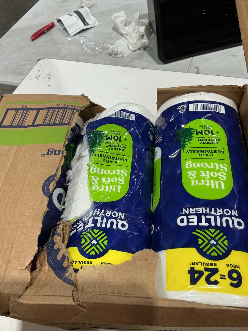 Condition photo showing As Is for quilted northern ultra soft & strong toilet paper 18 mega rolls - 18 rl
