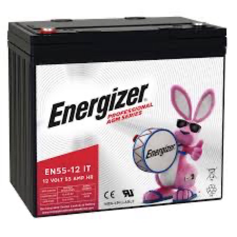 Energizer EN55-12IT, 12 Volt 55 Amp Hr, Long Lasting Sealed Lead Acid AGM Rechargeable Battery Ideal