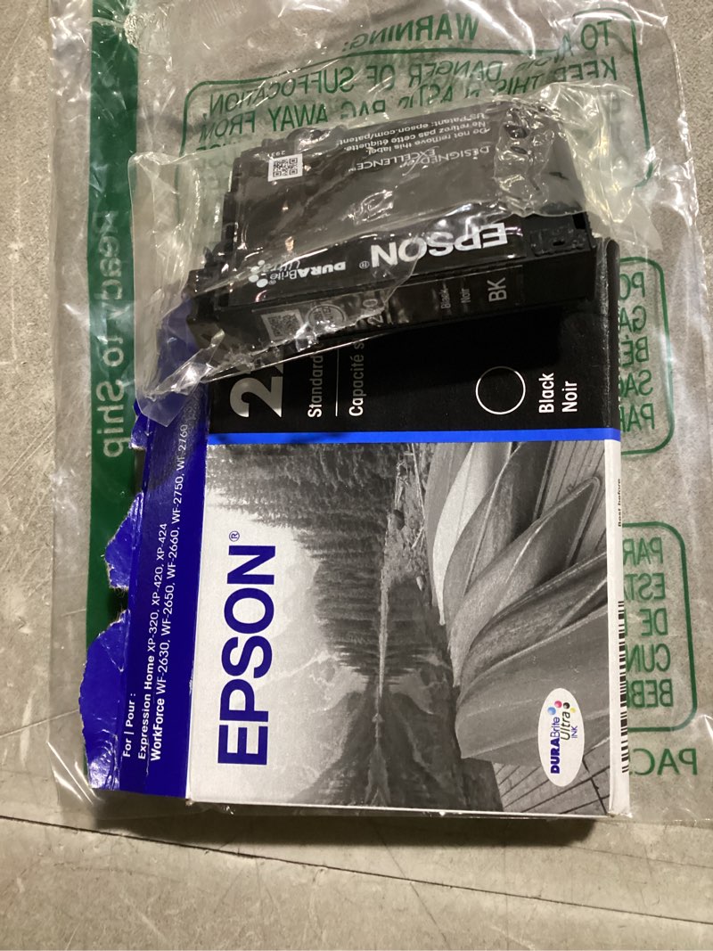 Condition photo showing Good Condition for epson 220 durabrite ultra ink standard capacity black cartridge (t220120-s) works with workforce wf-2630,2650, 2660, 2750, 2760 and expression xp-320,420, 424 black standard capacity (pack of 1) ink