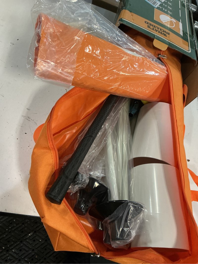 Condition photo showing Good Condition for beach & backyard summer golf & mini golf game - travel bag setup, 3x pin flags, putting green hole cups, 2x adjustable putters, digger, hole cutter, 6x golfing balls & more - grass, sand low tide play