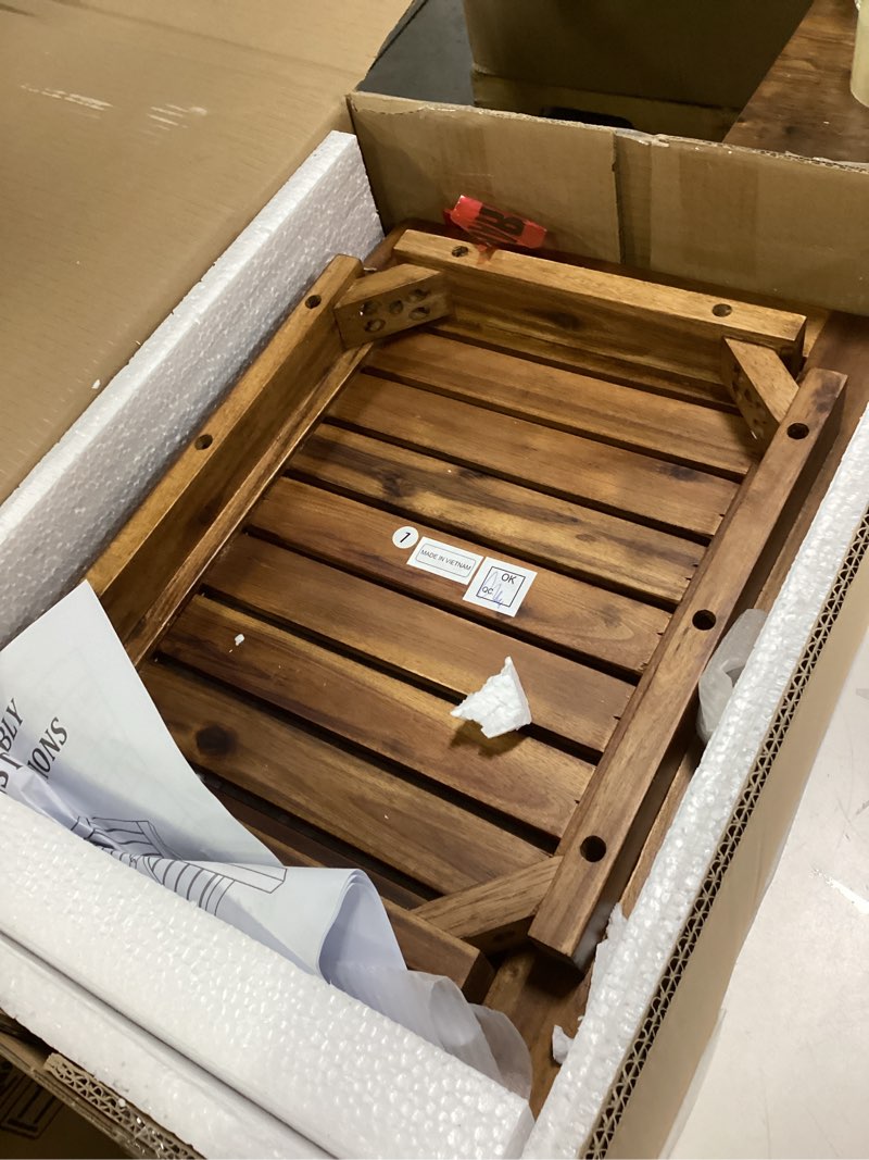 Condition photo showing Good Condition for Teak Shower Bench, 20" Solid Wood Shower Stool Waterproof Shower Seat with Storage Shelf for Bathroom, Indoor & Outdoor Use Rectangular