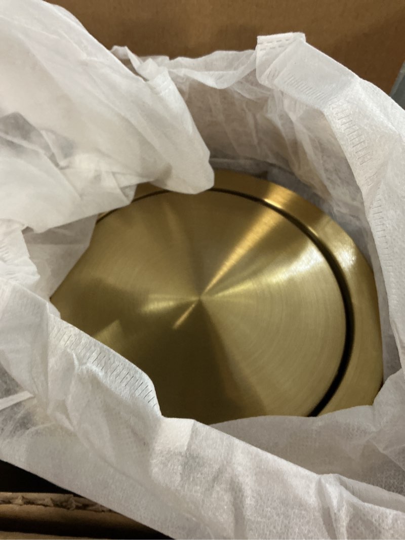 Condition photo showing New/Like New for JINYCOME 2.6 Gallon Gold Bathroom Trash can with lid,Small Office Garbage can Wastebasket bin for Bedroom,Living Room,Kitchen (Gold)