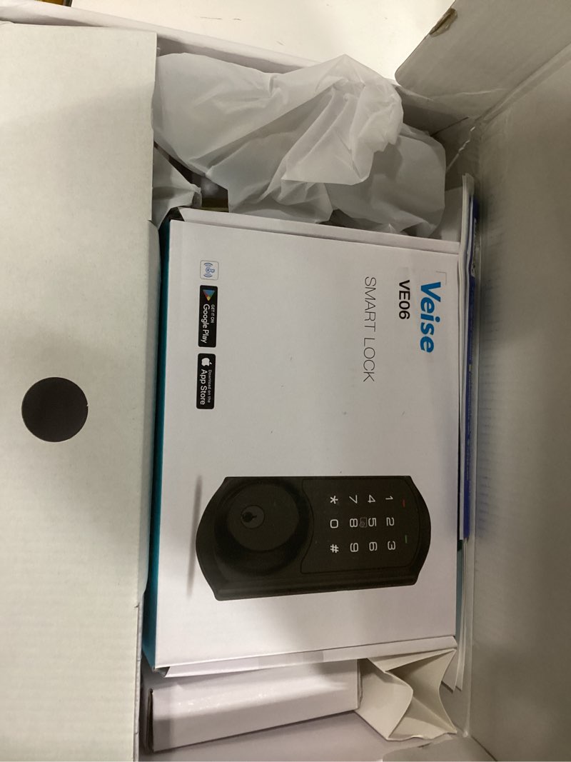 Condition photo showing New/Like New for Veise VE06-H Smart Front Door Lock Set, App Control, Keyless Entry Deadbolt with Lever Handle, Electronic Digital Touchscreen Keypad, Auto Lock, Easy Install, Satin Nickel Satin Nickel Handle Pull