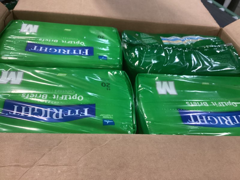 Condition photo showing New/Like New for fitright adult diapers, extra+ heavy absorbency, m (waist size 32in-44in), 80 count, optifit incontinence briefs for men and women, disposable, moisture-wicking, leak protection, 80 count medium