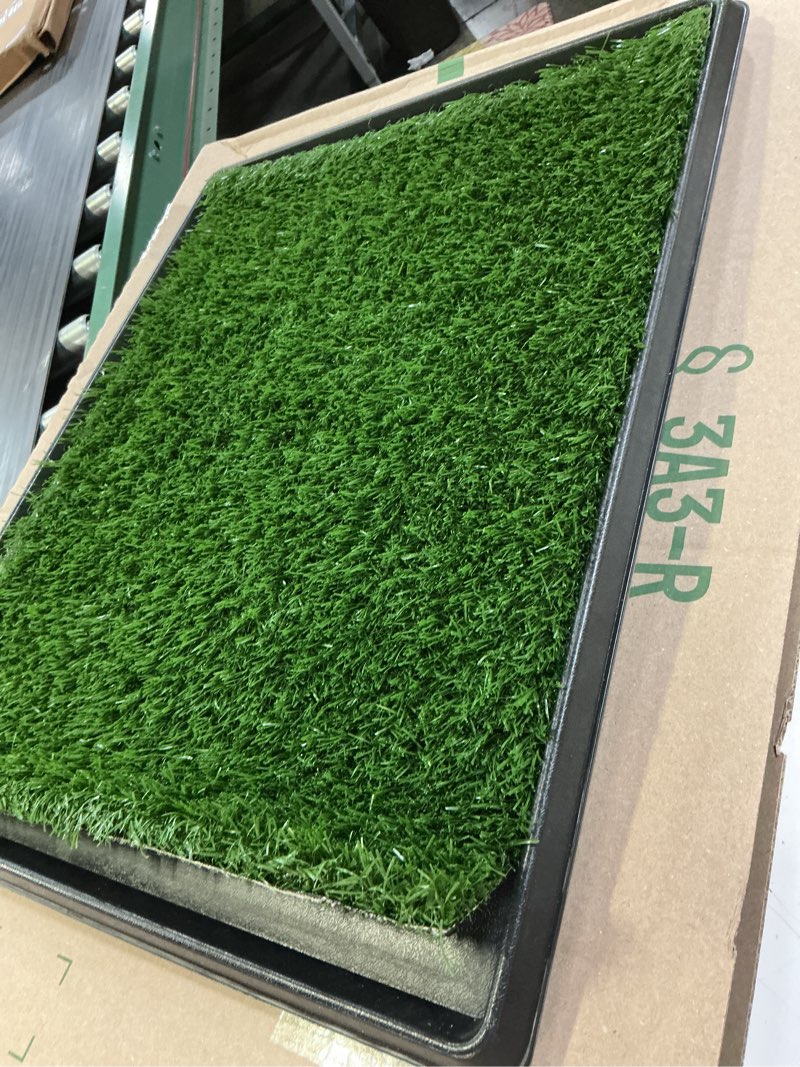 Condition photo showing Good Condition for artificial grass puppy pee pad for dogs and small pets - 20x25 inch, reusable 3-layer turf pads for dogs with tray - indoor and outdoor fake grass potty pet supplies by petmaker medium 3-layer system