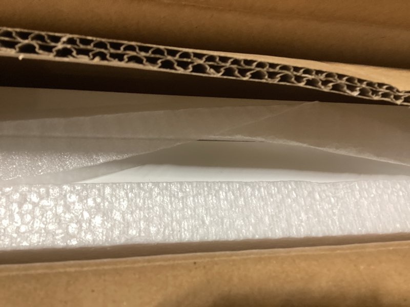 Condition photo showing As Is for Freestanding Pet Gate for Dogs, Foldable Wooden Dog Gate for House, Indoor Pet Barrier for Stairs, Doorways, Support Feet Included, 24" Height 2 Panels, White 24" Height-2 Panel White & Black