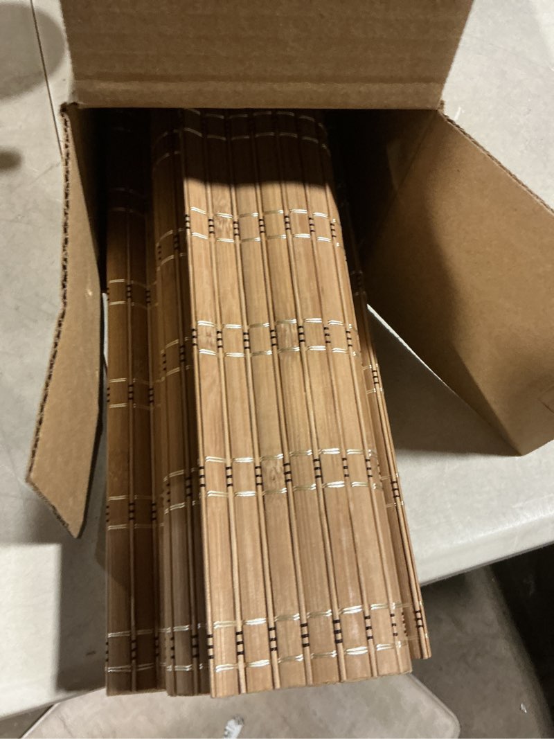 Condition photo showing As Is for LazBlinds No Tools No Drill Cordless Bamboo Roman Shades, Light Filtering Window Treatment, Roll Up Bamboo Blinds for Windows 31'' W x 64'' H, Brown Light Filtering-brown206 31" W x 64" H