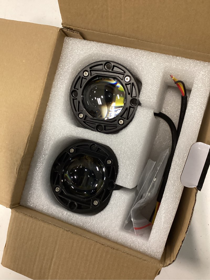 Condition photo showing Good Condition for round yellow/white flush mount led pod 2pcs 3inch 30w backup reverse lights front bumper lights driving fog lights behind grille lights fit for trucks suv atv utv