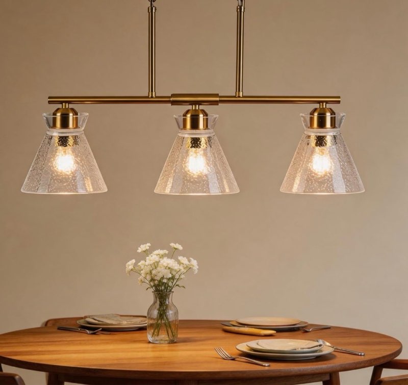 ypqxyhda gold kitchen island lighting, 3-light farmhouse pendant light with seeded glass shades, adj
