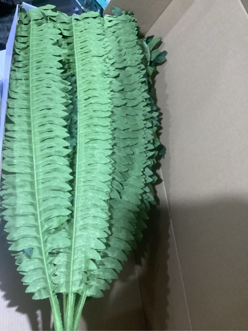 Condition photo showing As Is for 68" artificial ferns for outdoor, uv resistant giant faux boston fern bush with 92 fronds, large fake plants fade resistant for porch patio garden home decor 68" 1 pcs