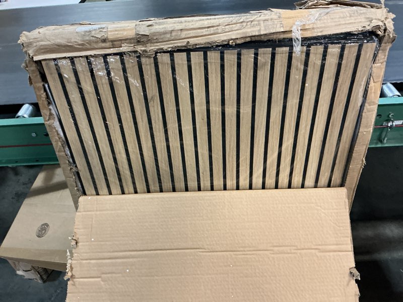 Condition photo showing New/Like New for woven sound acoustic wall panels, teak, 10 pack, 47.2x23.6 in | self-adhesive, peel and stick, nrc 0.95, premium sound, echo proof, slat decor, studio, home, office, media room 10 pack, teak, slat wide