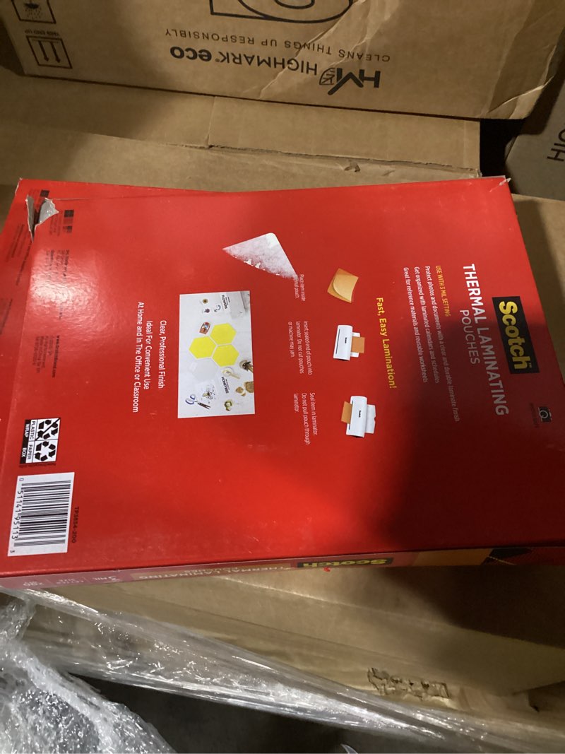 Condition photo showing Good Condition for scotch® thermal laminating pouches, 3 mil size, pack of 200