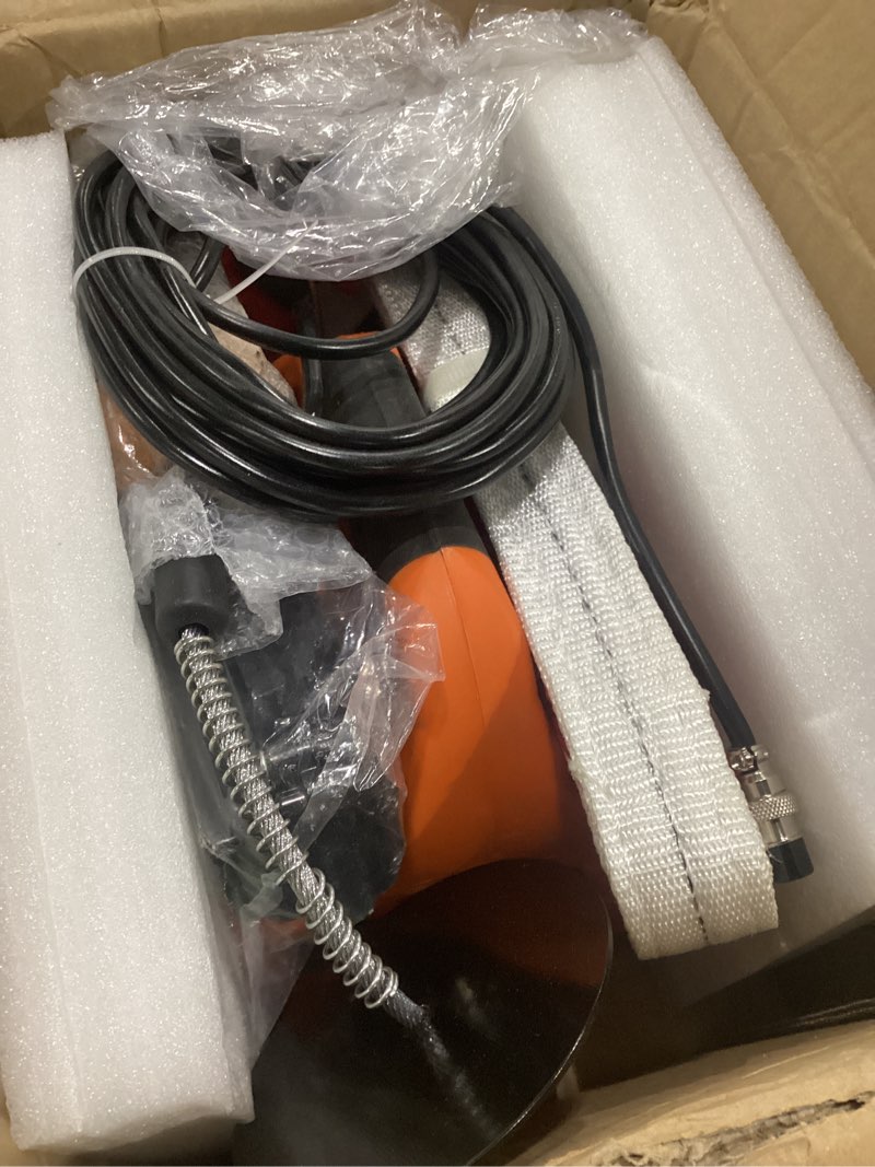 Condition photo showing New/Like New for power electric portable hoist winch 1500lbs, 3 in 1 electric cable hoist 110v 25 ft with lifting strap, electric hoist lift ceiling winch for lifting towing 1500lbs-3 in 1 orange