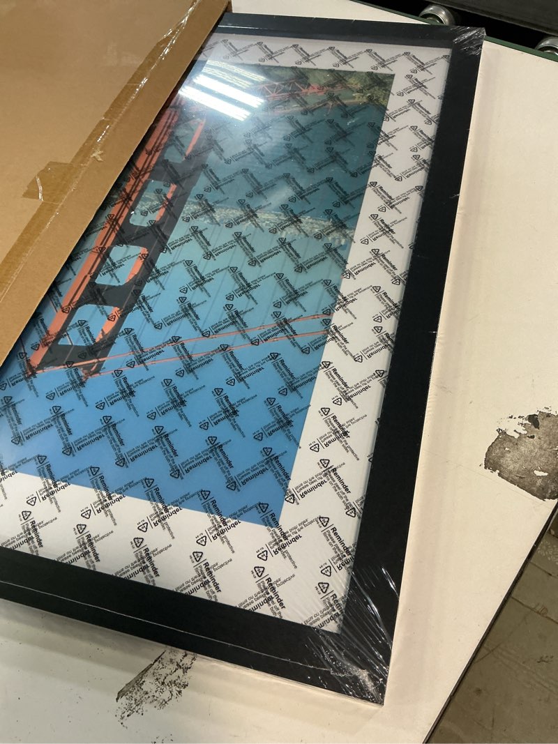 Condition photo showing Good Condition for PEALSN 20x24 Picture Frame, Display Pictures 16 x 20 with Mat or 20 x 24 Without Mat for Wall Mounting Display, Poster Frames, Black. Black 20x24