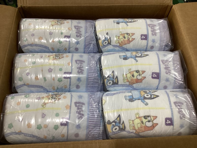 Condition photo showing New/Like New for Luvs Size 4 Baby Diapers, Platinum Protection Bluey Diapers for Day & Night, Size 4, 198 Count (Packaging May Vary) Size 4 198