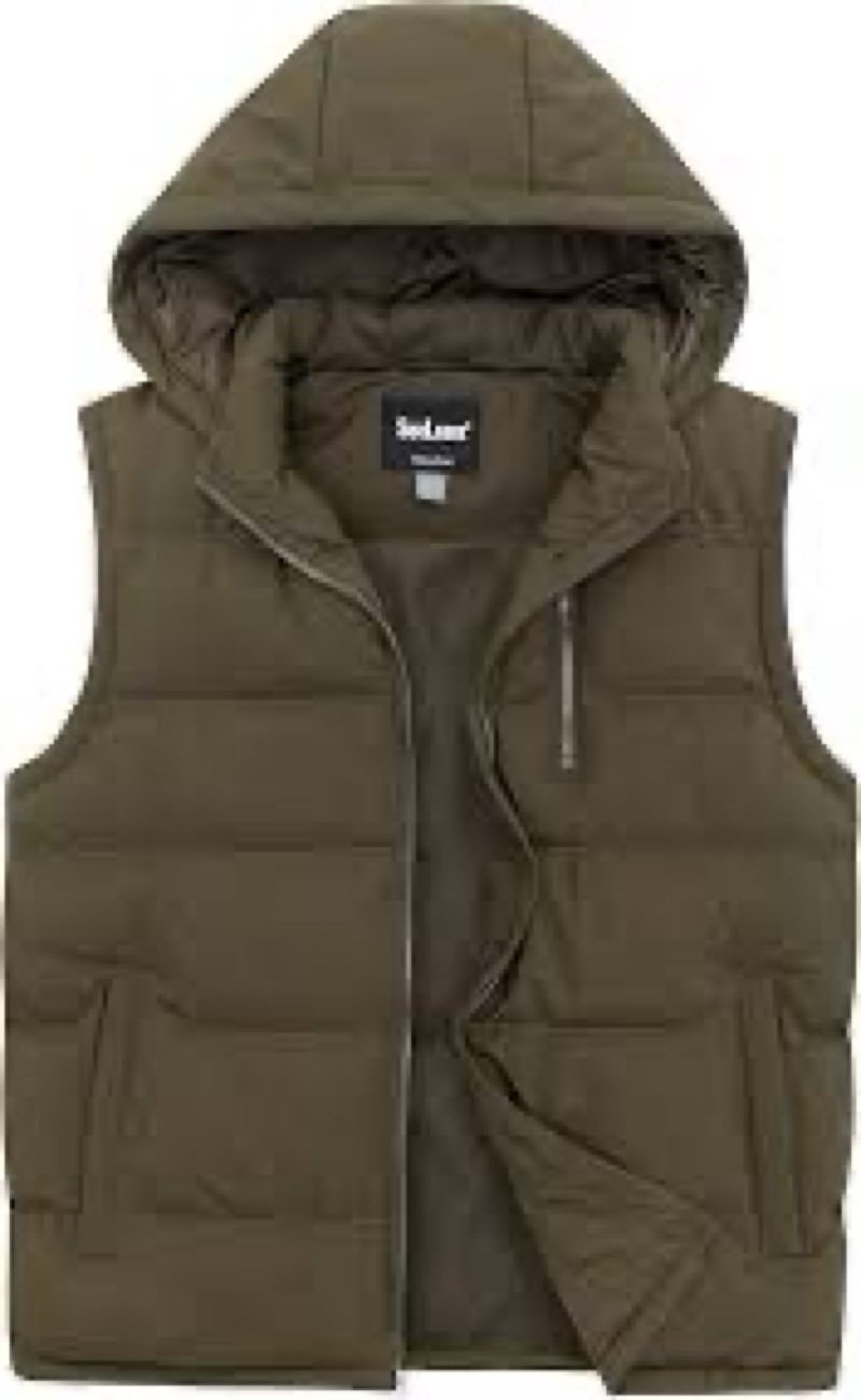 soularge men's big and tall hooded winter waterproof warm vest outdoor(army green,4x)