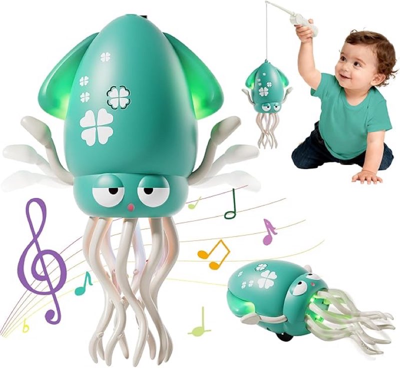 Electric Crawling Octopus Toy with LED Lights & Music, Smart Obstacle Avoidance, Interactive Auto-Dance Octopus for Gifts, Toddlers, Indoor Fun, Brings Endless Giggles