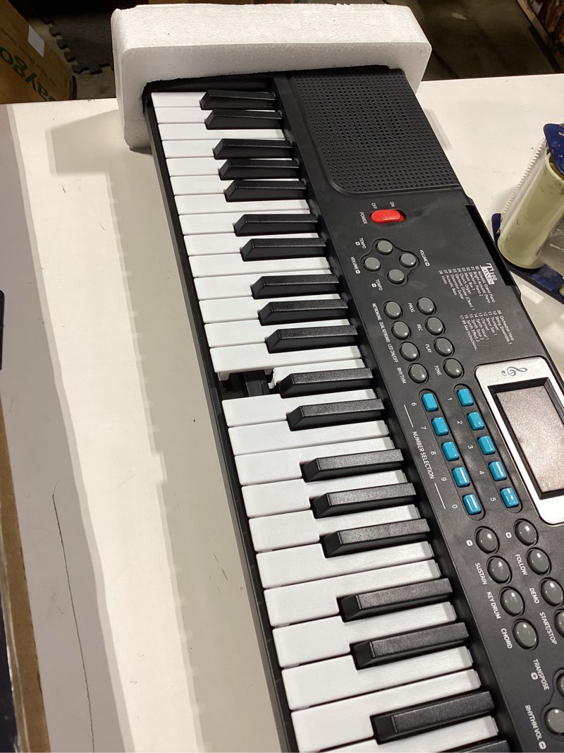 Condition photo showing As Is for piano keyboard, 61 key upgrade kids pianos music toy with light-up keys & pro teaching modes, dual speaker, 70 demos,100 tones, 100 rhythms perfect christmas/birthday gift for kids (black)