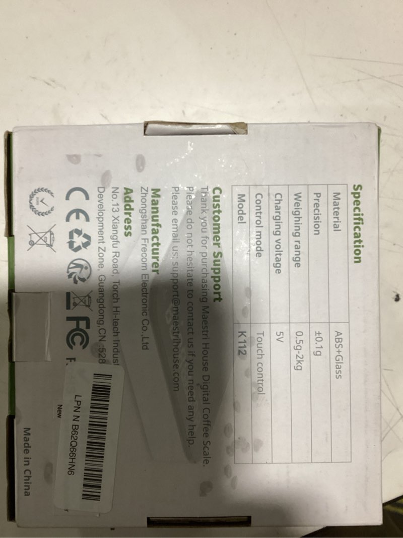 Condition photo showing Good Condition for Maestri House Mini Coffee Scale with Timer, USB-C Rechargeable Espresso Scale, 2kg/0.1g Accurate Scale for Espresso and Pour-Over Coffee, Portable Digital Kitchen Scale with Auto Timer (Black&Silver)