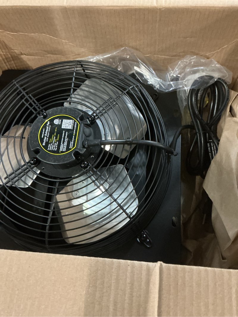 Condition photo showing Good Condition for inokraft shutter exhaust fan with wireless control panel, 12'' wall mount attic fan with temperature controller, 1500 cfm, 8-speed adjustable, ventilation for attic, garage, greenhouse, chicken coop 12"
