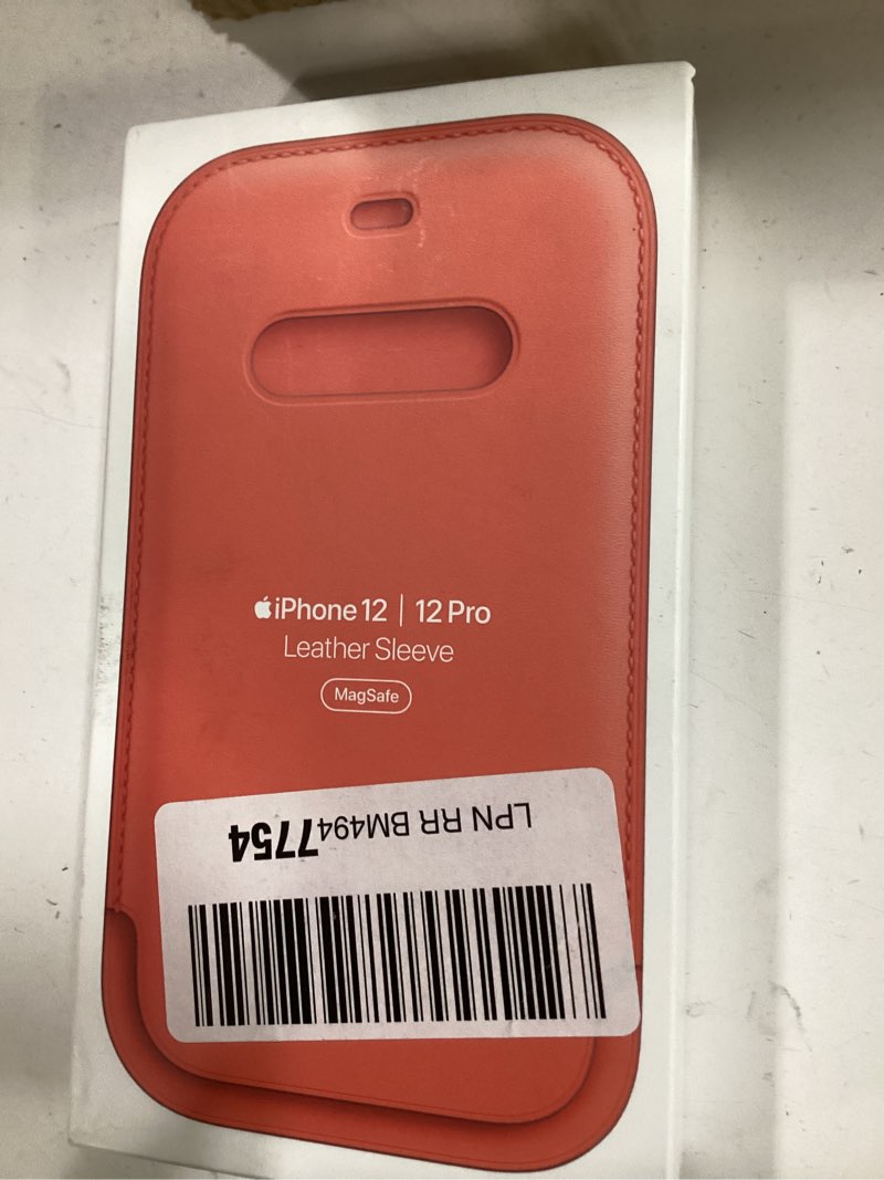 Condition photo showing New/Like New for Apple iPhone 12 and 12 Pro Leather Sleeve with MagSafe - Pink Citrus