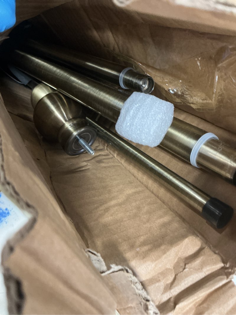 Condition photo showing Good Condition for Antique Bronze Double Curtain Rods 72-144 Inch,1’’Front and 5/8’’Back Double Drapery Rod with Small Round Ball and Aluminum Brackets, Adjustable Dual Window Rod for Sheer/Blackout Curtains 72-144" Antique Bronze