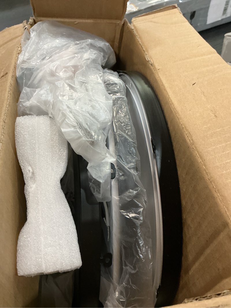 Condition photo showing As Is for energetic 5cct flush mount ceiling light fixtures, 24w led ceiling lights for bedroom, kitchen, bathroom, hallway, 2700/3000/3500/4000/5000k, super slim, 2000lm, brushed black metal ring, 3 pack black 3 pack
