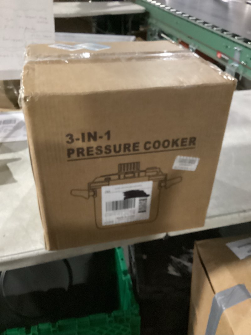 Condition photo showing New/Like New for 3-In-1 Stainless Steel Pressure Cooker 8 QT: [Save 70% Time] [3 PSI Settings], One-Hand Locking, Induction Compatible, Glass Lid & Steamer Rack Included, Olla de Presion