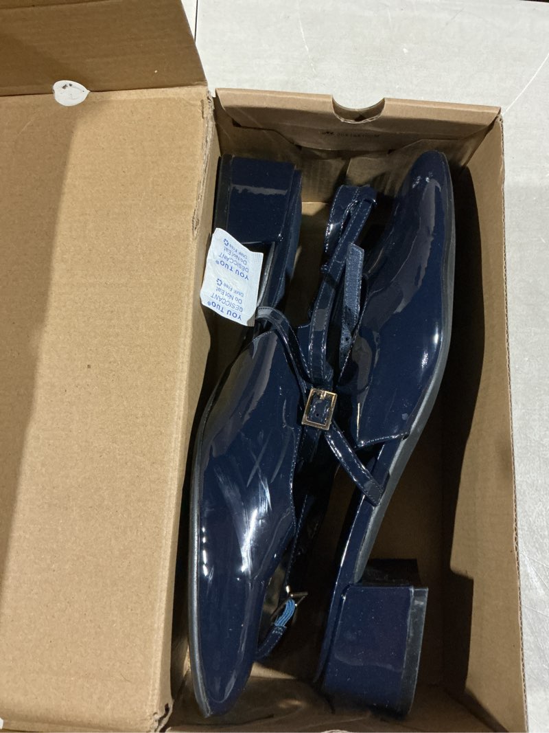 Condition photo showing As Is for coutgo womens mary jane chunky low heels closed square toe ankle strap pumps wedding party dress shoes 11 navy
