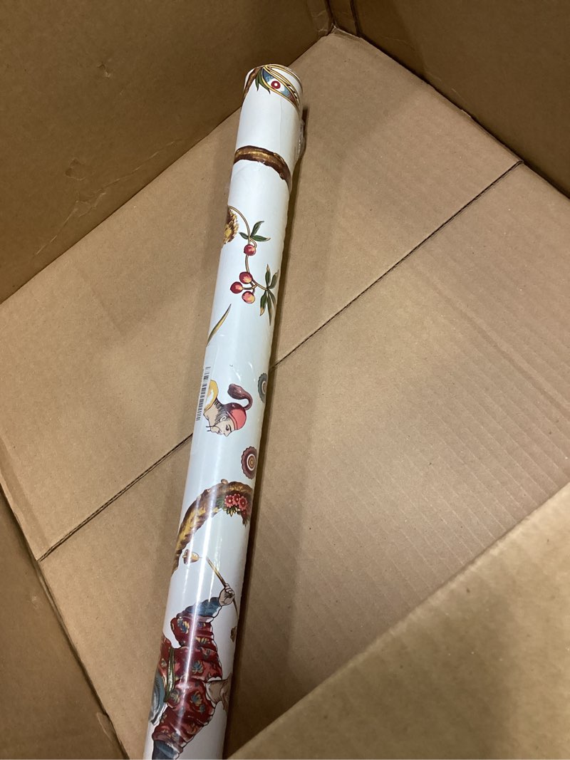 Condition photo showing Good Condition for nuwallpaper x scalamandre multicolor white chinoise exotique peel and stick wallpaper, removable wallpaper, 20.87 in x 18 ft off-white