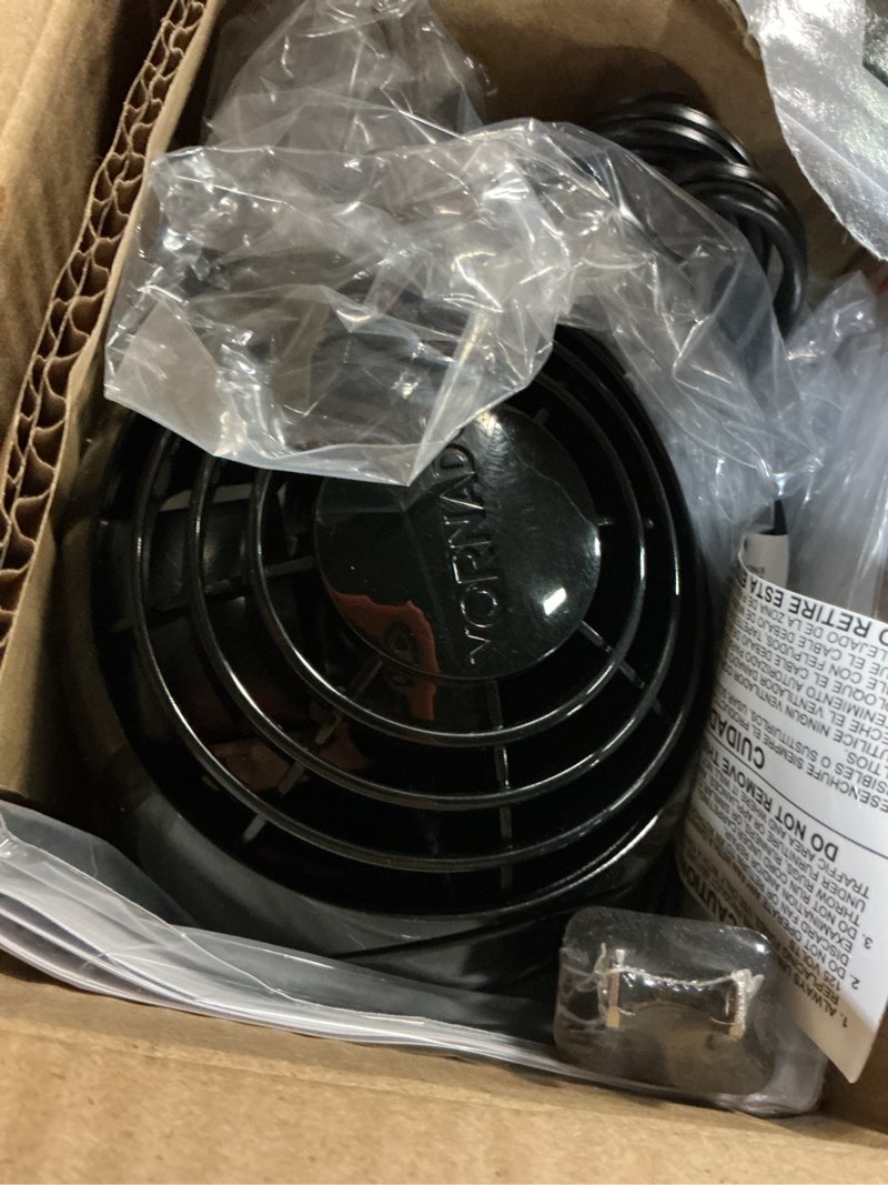 Condition photo showing As Is for vornado flippi v6 compact air circulator fan, adjustable head, 2 speeds, black