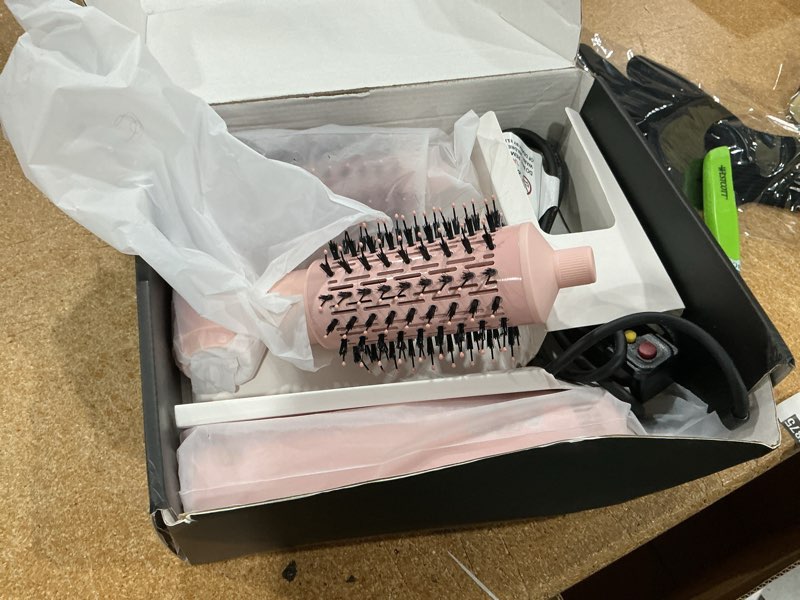 Condition photo showing Good Condition for 4 in 1 rotating hair dryer brush spinning with detachable brush(2" & 1.5"),negative ionic brush blow dryer 100-120v,3 heats and 2 speeds rotating hot air brush for curling,straight,drying pink