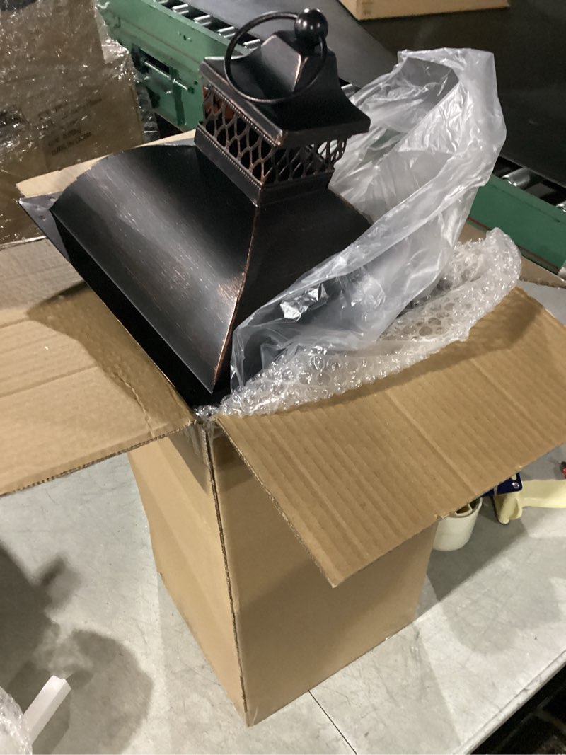 Condition photo showing New/Like New for Perfnique Farmhouse Outdoor Lanterns for Patio, Set of 2 Rustic Lanterns Decor, Vintage Hanging Candle Holder Decorative for Porch, Garden, Yard, Indoor (No Glass, Dark Brown)