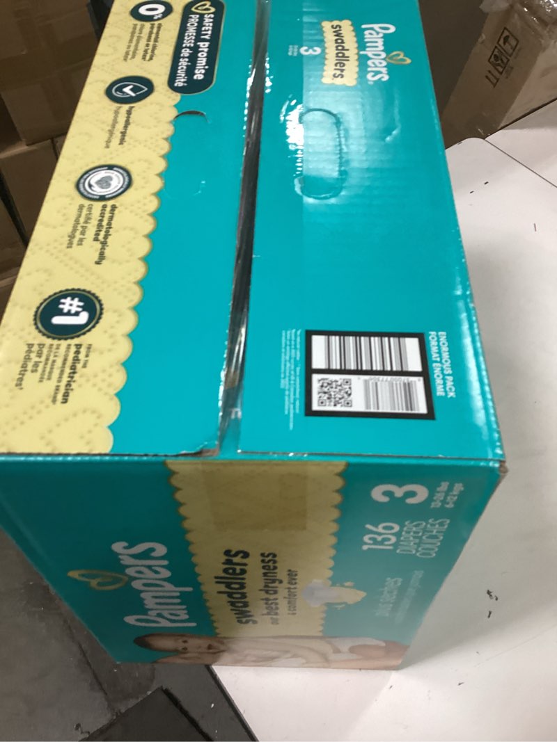 Condition photo showing New/Like New for Pampers Swaddlers Diapers, Size 3 (13-26 lbs), 136 Count, Absorbent, Keeps Baby Dry and Comfortable, Skin Safe Disposable Baby Diaper (Packaging May Vary) Size 3 136
