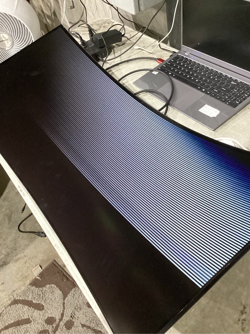 Condition photo showing As Is for screen glitches and wont fully power on, as is!!!!!             lg 39gx90sa-w 39-inch ultragear wqhd (3440 x 1440) oled curved gaming monitor 240hz, 1ms, nvidia g-sync compatible, amd freesync premium, vesa displayhdr true black 400, webos, usb type-c, white 39 inch