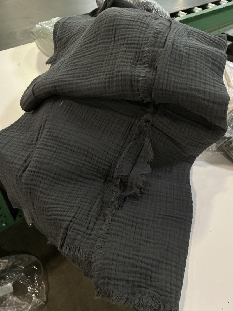 Condition photo showing Good Condition for (the color is different)nwot quince home organic airy gauze throw blanket dune one size
