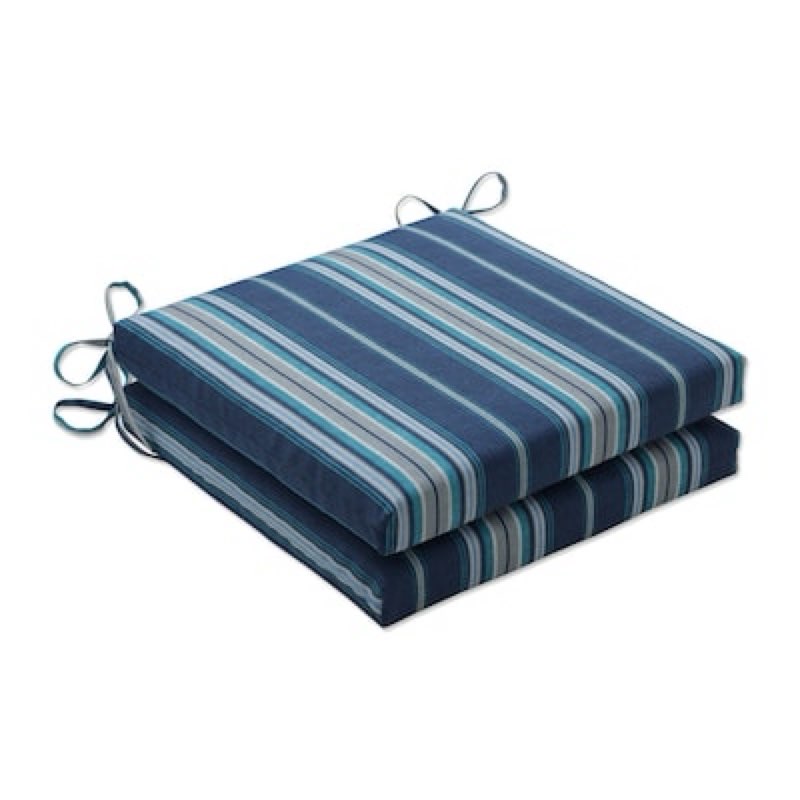 pillow perfect 20-in x 20-in 2-piece blue patio chair cushion