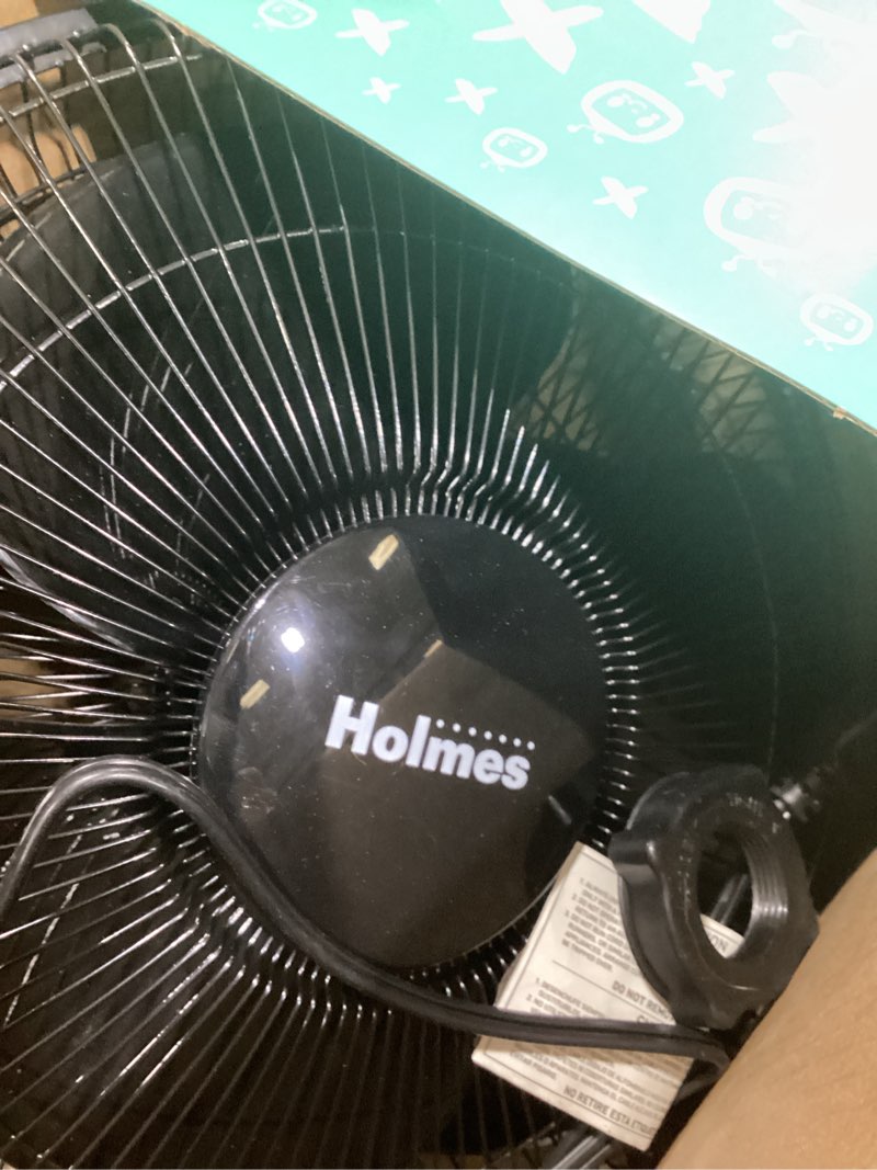 Condition photo showing New/Like New for HOLMES 12" Table Fan, 75° Oscillation, 3 Speeds, 15° Adjustable Head Tilt, Ideal for Home, Bedroom or Office, Black Black 12 Inch