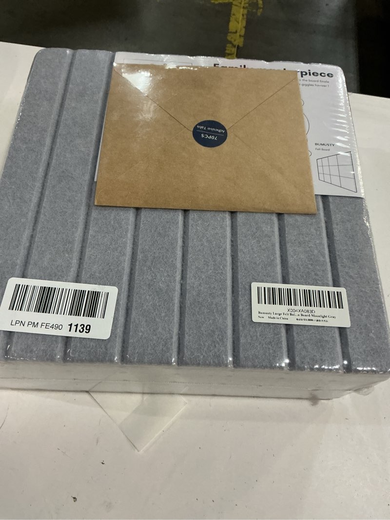 Condition photo showing New/Like New for Bumusty Large Cork Board Alternative-48 x 36" Felt Bulletin Board Tiles, with 30 Pushpins, 70 Adhesive Tabs, 12-Pack Slat Wall Paneling, Cork Boards for Office Push Pin Board-Soft Periwinkle Soft Periwinkle Fine-Stripe 12-Pack