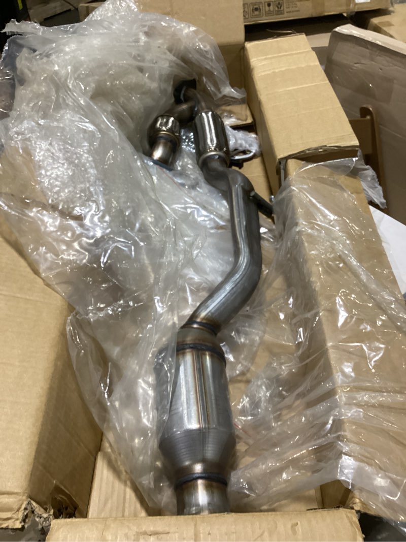 Condition photo showing As Is for catalytic converter w/flex y-pipe for 2011-2014 nissan quest 3.5l - stainless steel, obdii approved, easy installation with hardware kit, eco-friendly performance, reliable & durable