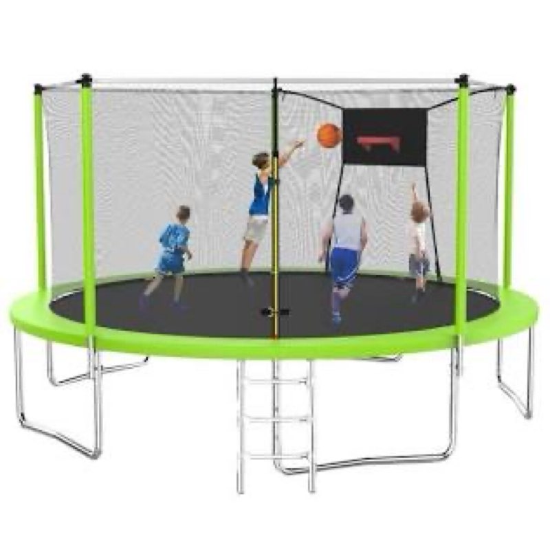 (INCOMPLETE) Trampoline with outer net+ladder. Green