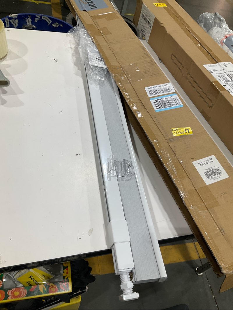 Condition photo showing Good Condition for lazblinds cordless cellular shades, no tools no drill blackout honeycomb shades pleated blinds for windows, 45" w x 64" h, silver white blackout-silver white 45'' w × 64'' h